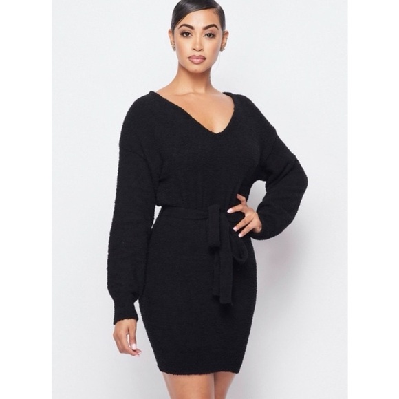 NEW! Fuzzy V-neck Dress! - Picture 1 of 4